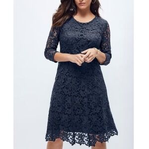 Jessica London Womens 20 Navy Lace Eyelet Dress Formal Cocktail Mother of Bride